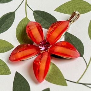 Pendant Orange Resin Floral